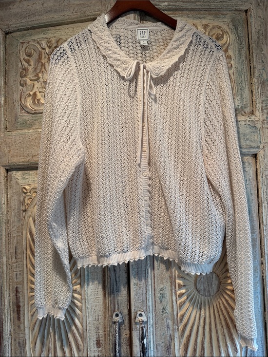 GAP Sweaters - NWOT GAPxDOEN Linen-Blend Pointelle Cardigan /Chino Beige, XL/
